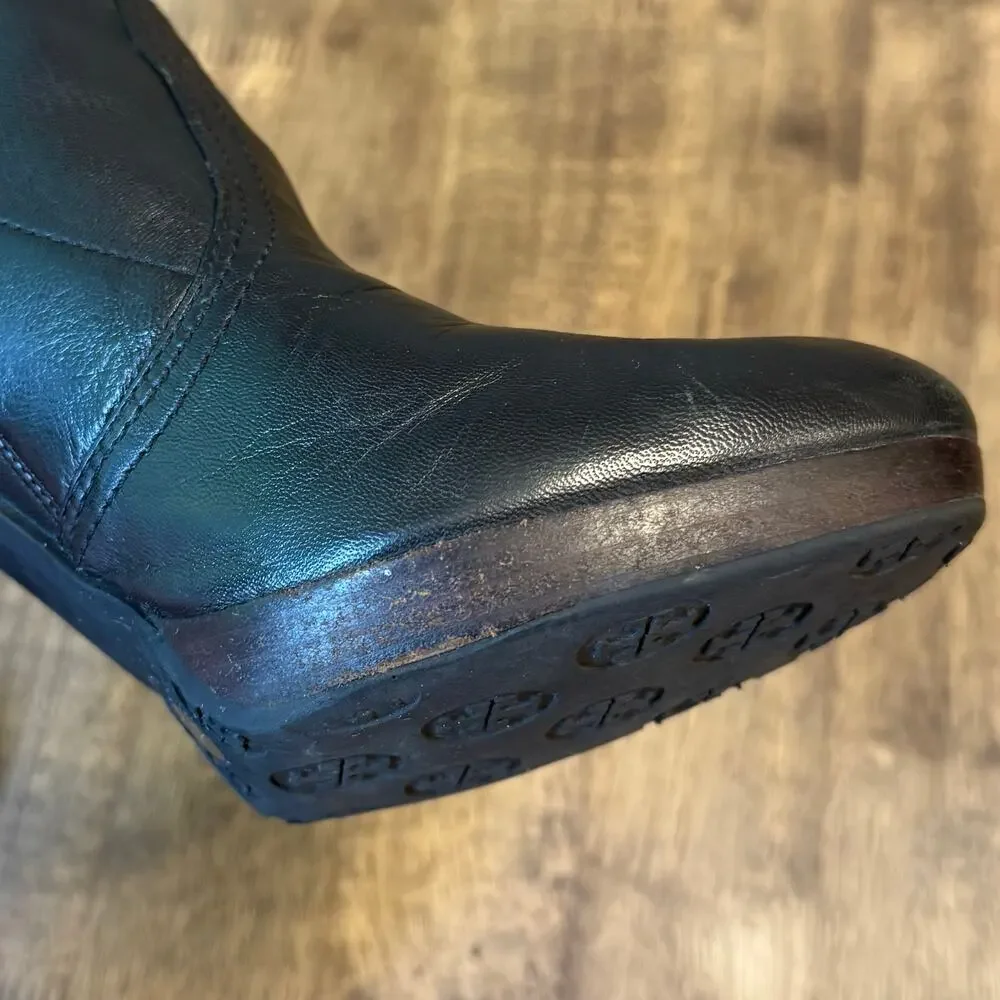 Tory Burch Ankle Boots Melrose Mestico Leather Heel Moto Black Logo Women’s 9.5